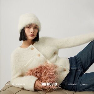 MRJIUJIU Peruvian ultra-young alpaca brushed knitted cardigan